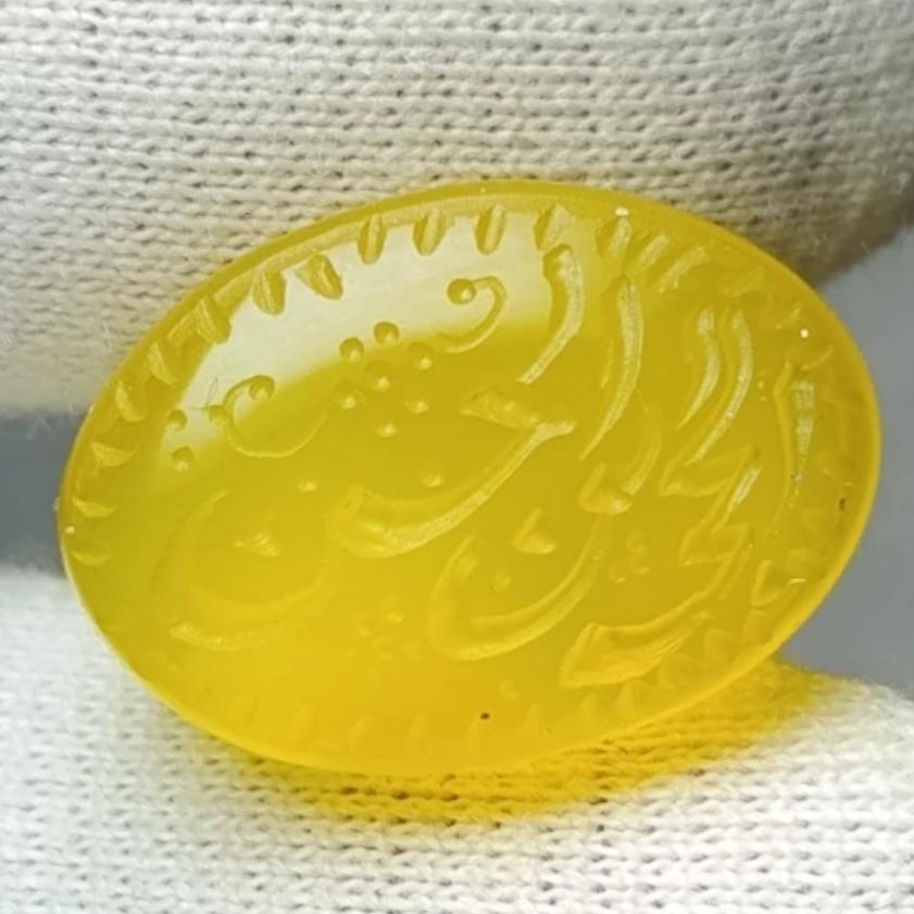 نگین عقیق یمن خطی حکاکی دستی امضادار کد 0031