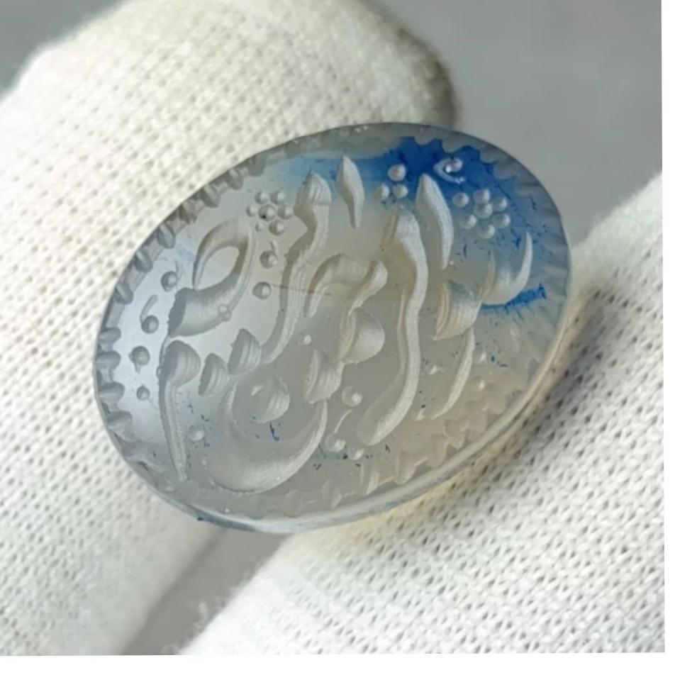 نگین عقیق خطی حکاکی دستی امضادار کد 0024