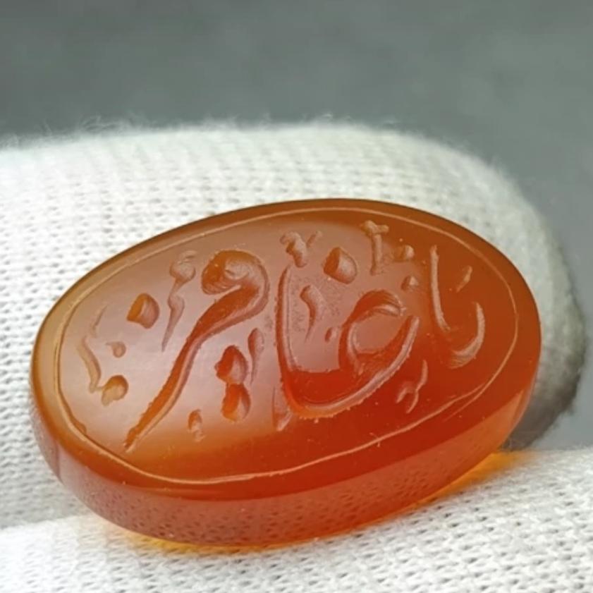 نگین عقیق یمن خطی حکاکی دستی امضادار