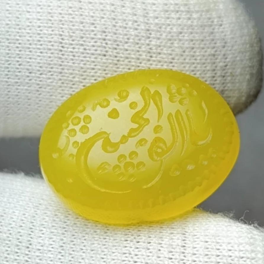 نگین عقیق یمن خطی حکاکی دستی امضادار کد 0011