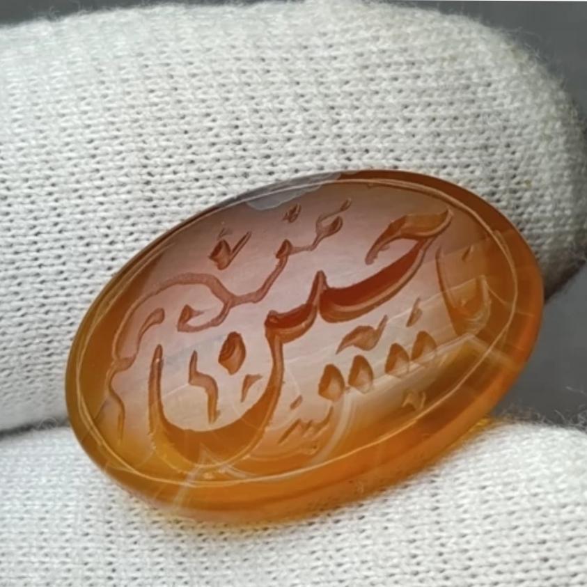 نگین عقیق یمن خطی حکاکی دستی امضادار
