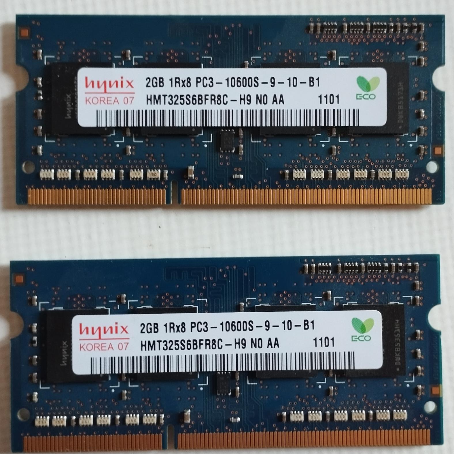 دو عدد رم 2 گیگ ddr3 لپ تاپی
