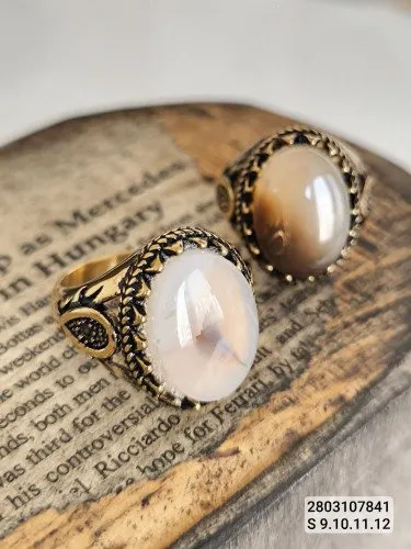 انگشتر استیل نگین عقیق