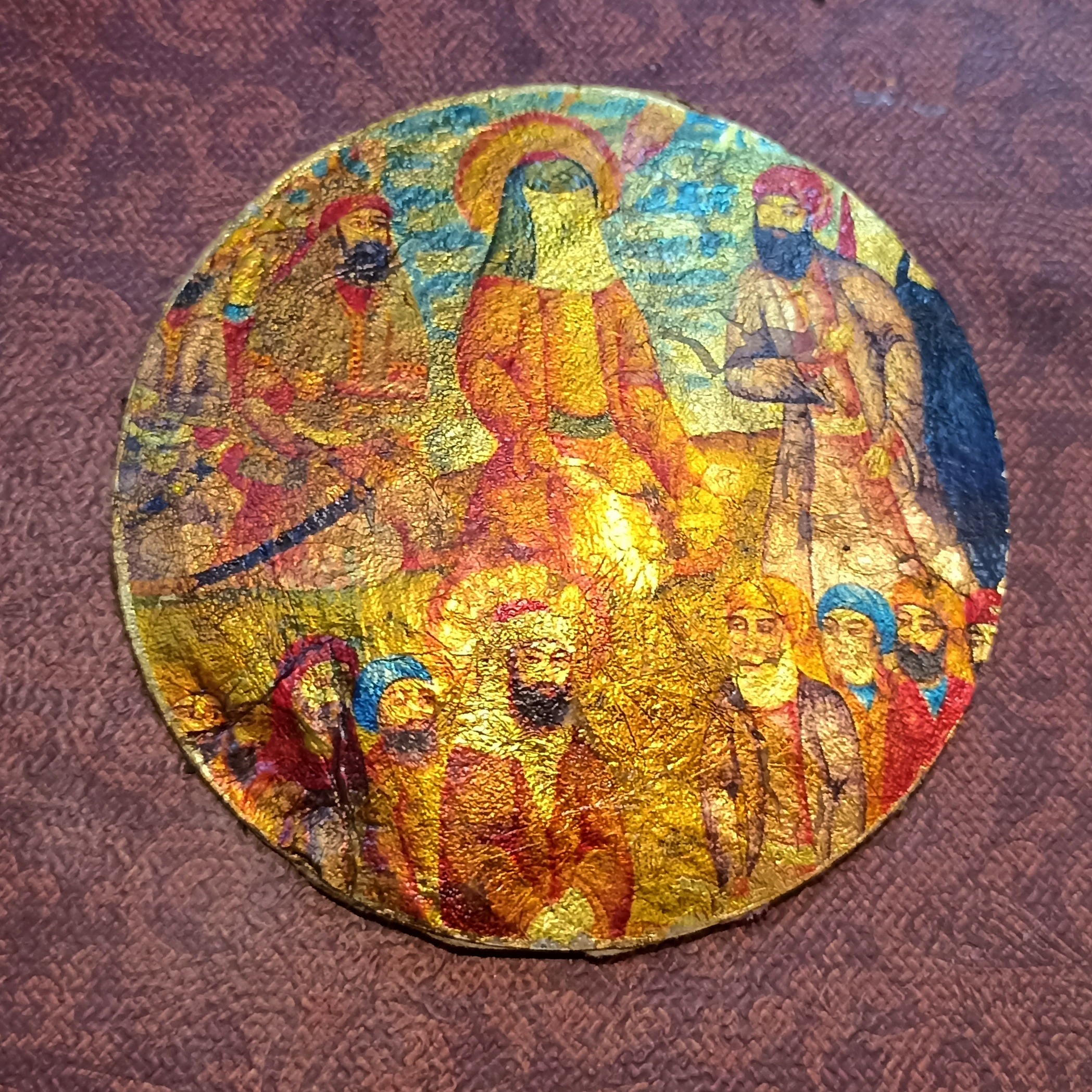 صدف طبیعی با طرح نقاشی مذهبی قدیمی