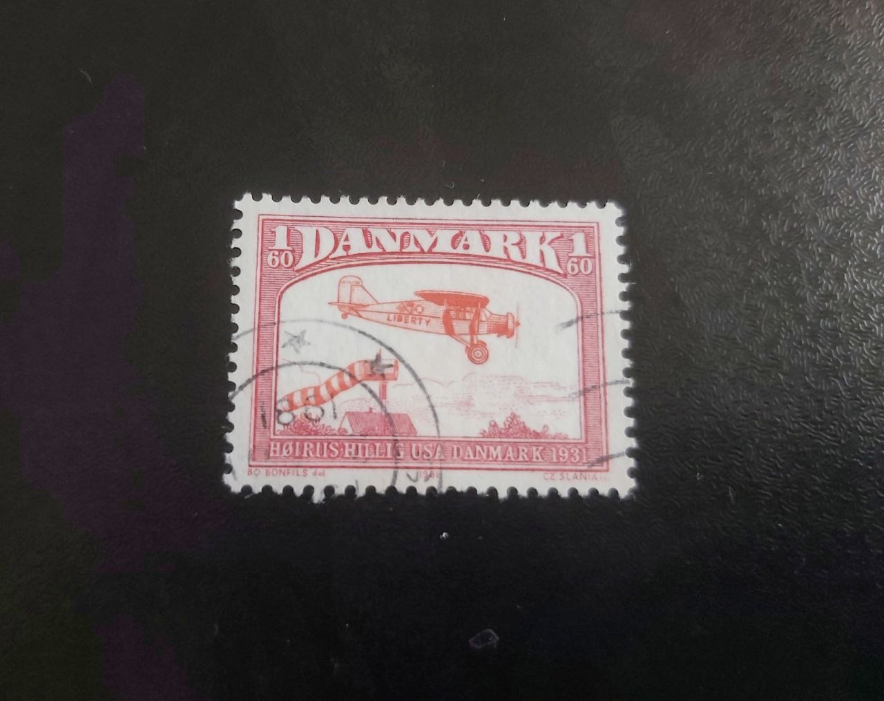 تمبر باطله پست هوایی دانمارک آمریکا سال 1931