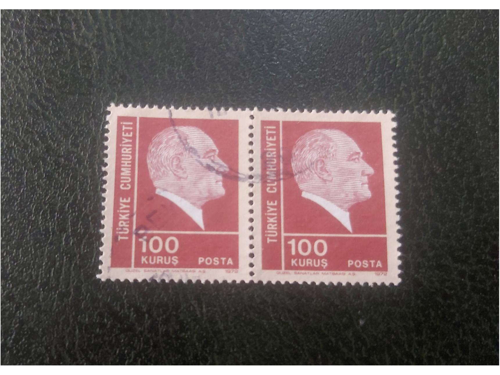 2 عدد تمبر باطله کلاسیک ترکیه آتا ترک