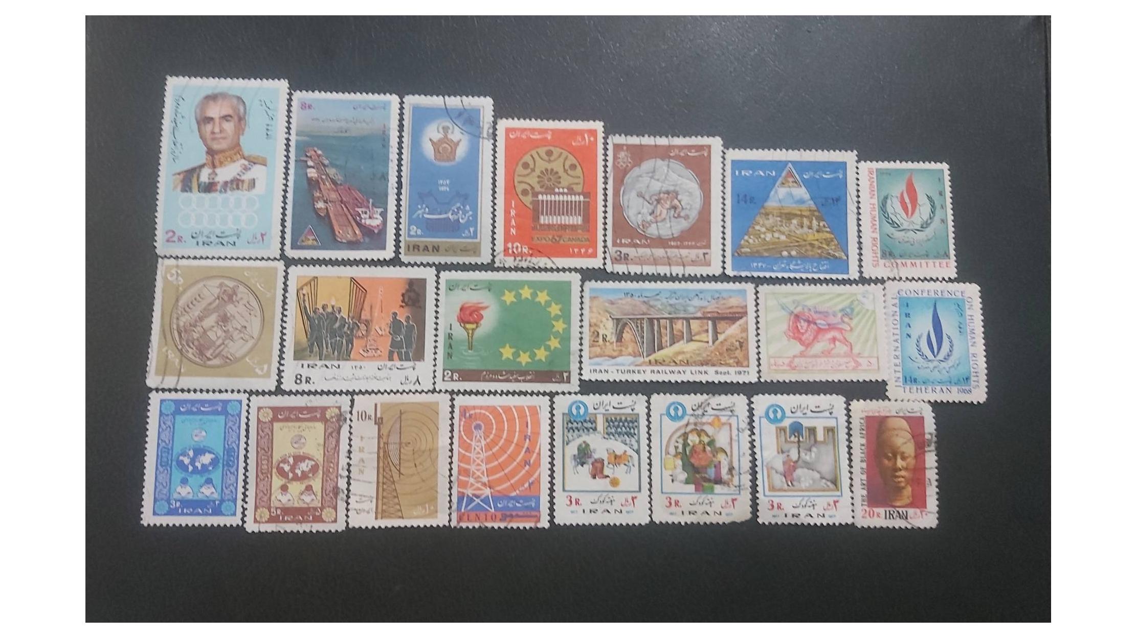 21 عدد تمبر باطله پهلوی کتاب 130/000ت