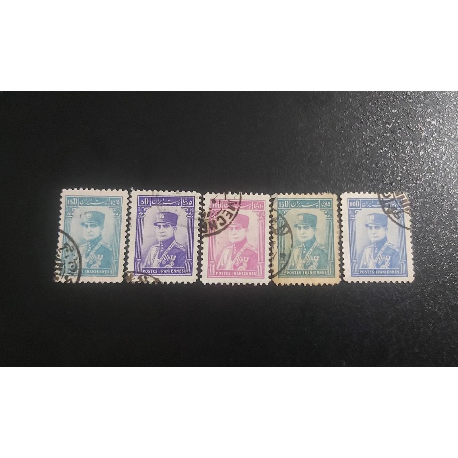 5 عدد تمبر باطله سری ستونی رضاشاه