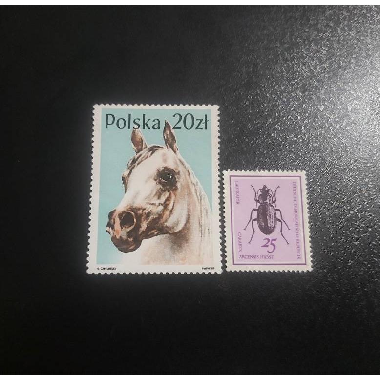 2 عدد تمبر باطل نشده آلمان و لهستان