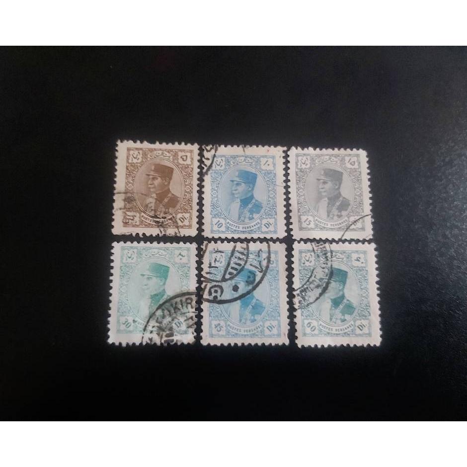 6 عدد تمبر باطله سری دیناری رضاشاه