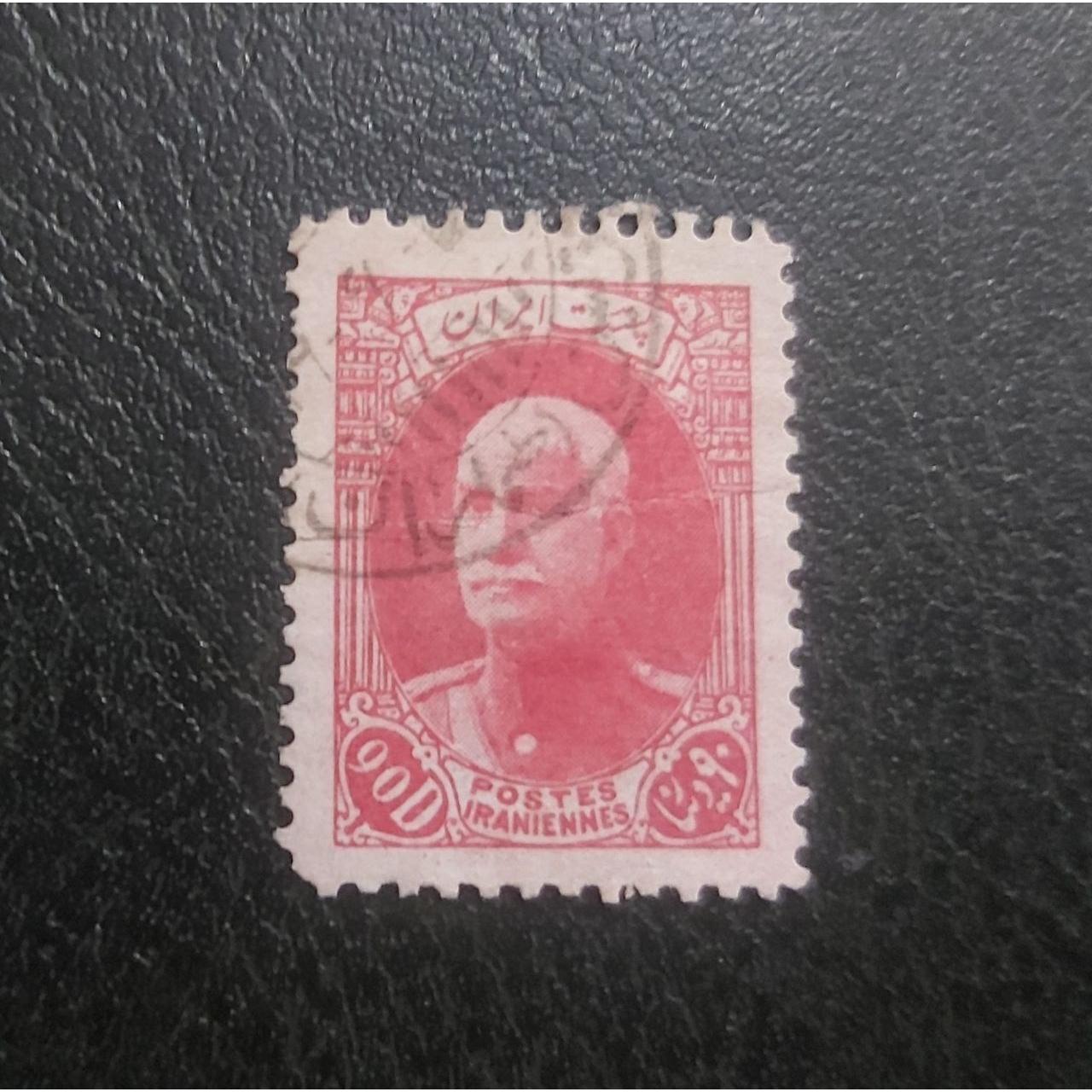 تمبر 90 دیناررضاشاه چاپ فرانسه سال1314 مهرشهرهمدان