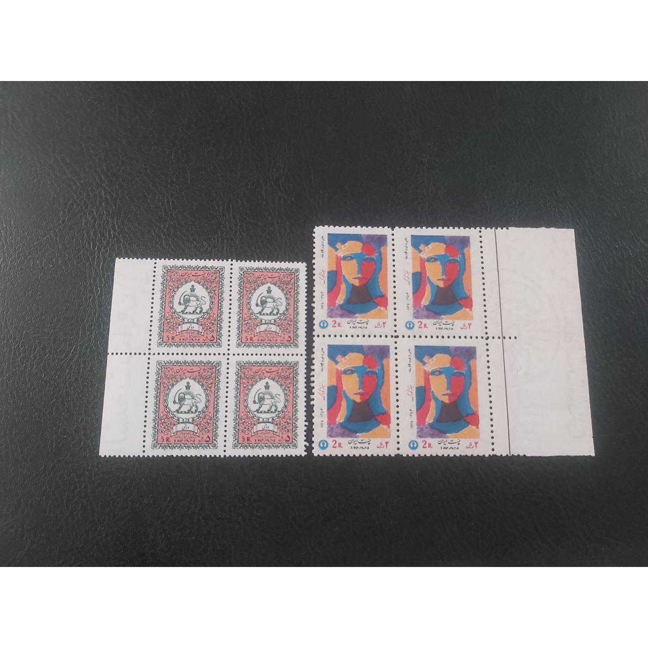 2 بلوک تمبر باطل نشده پهلوی