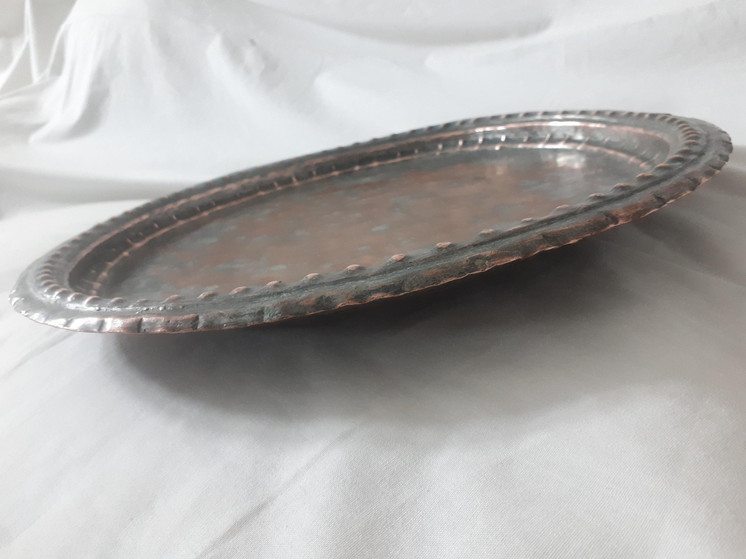 سینی مسی قاجاری کوچک دست ساز