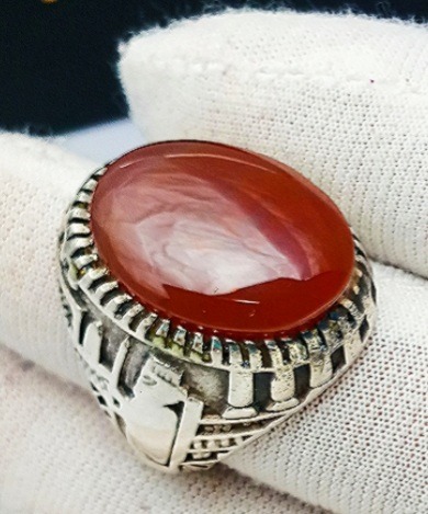 انگشتر عقیق یمنی طوق دار