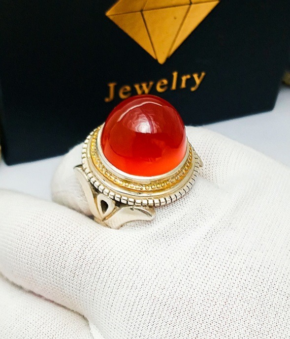 انگشتر نقره عقیق کلوخه طبیعی