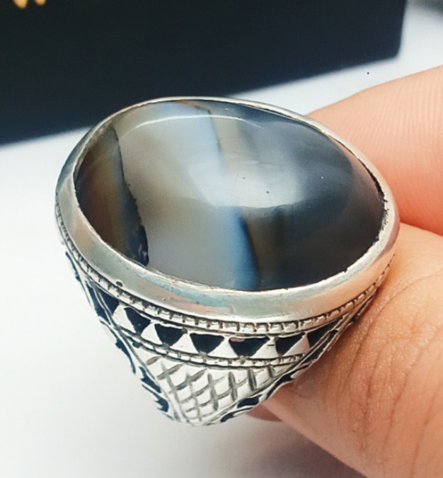 انگشتر نقره جزع 3رنگ طبیعی