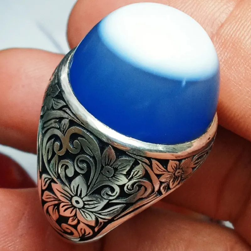 انگشتر باباقوری آبی اقیانوسی فاخر