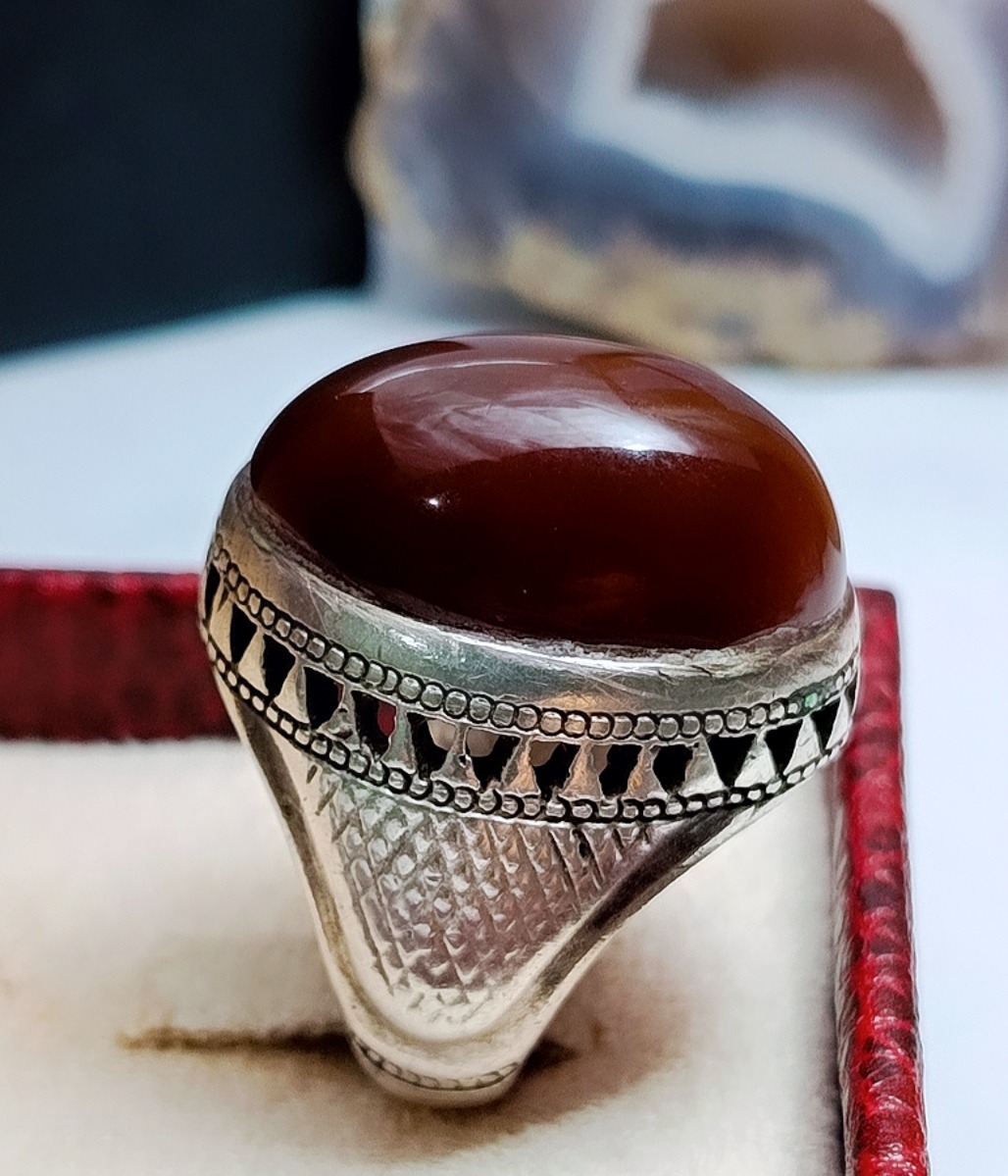 انگشتر نقره جزع یمنی