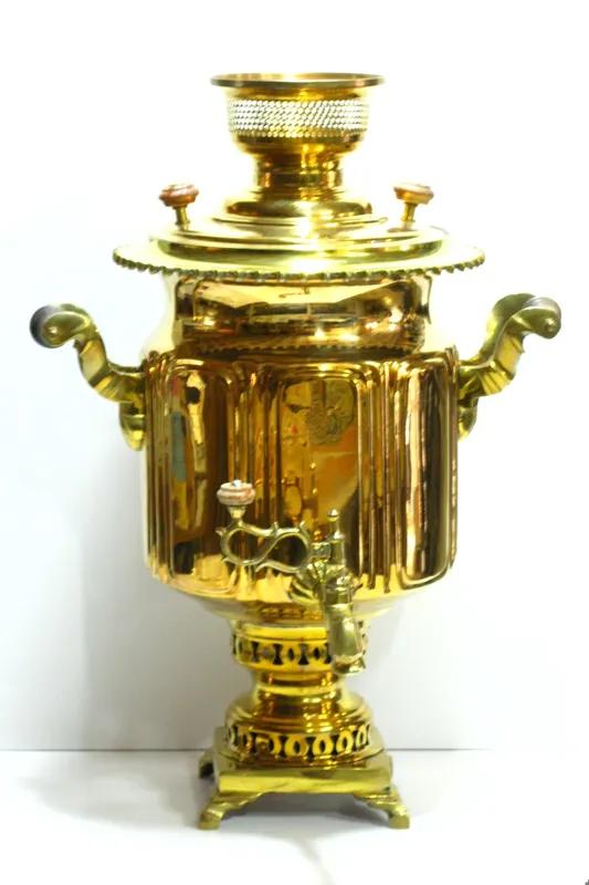 سماور زغالی برنجی تراش قدیمی مدل 26 مسوار