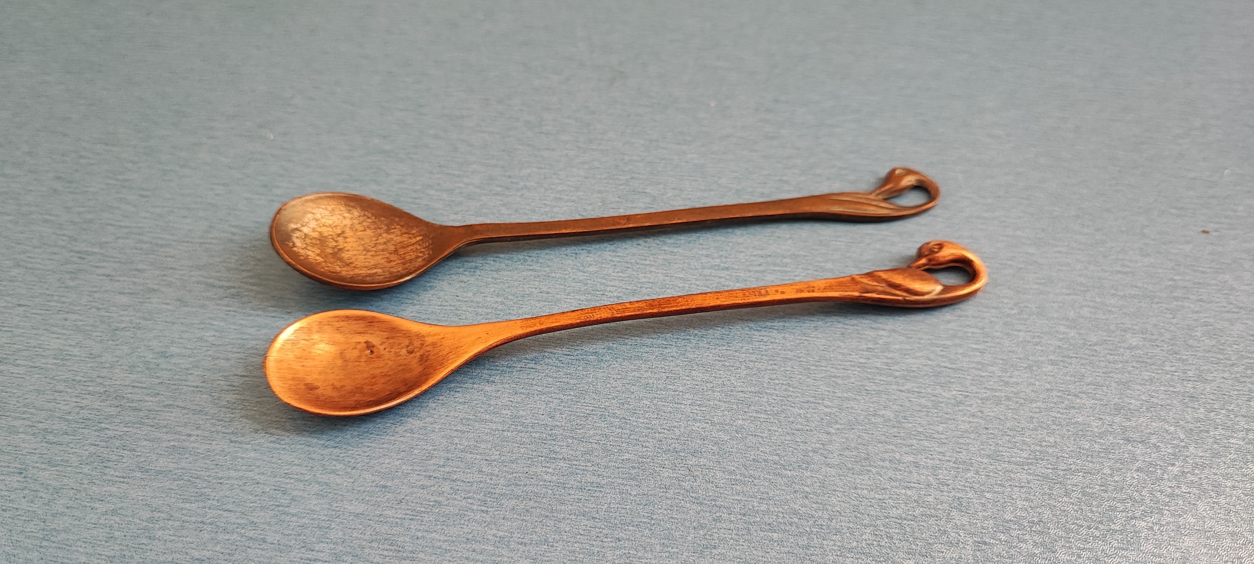 جفت قاشق چایخوری مسی زیبا و قدیمی