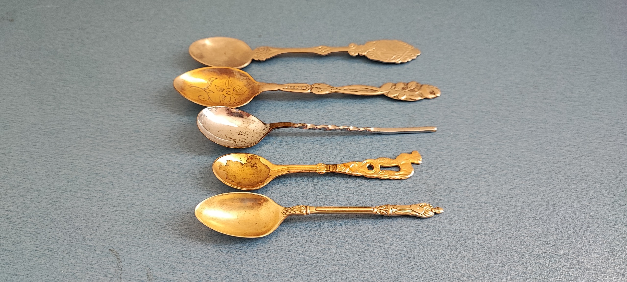5 عدد قاشق چایخوری برنجی قدیمی