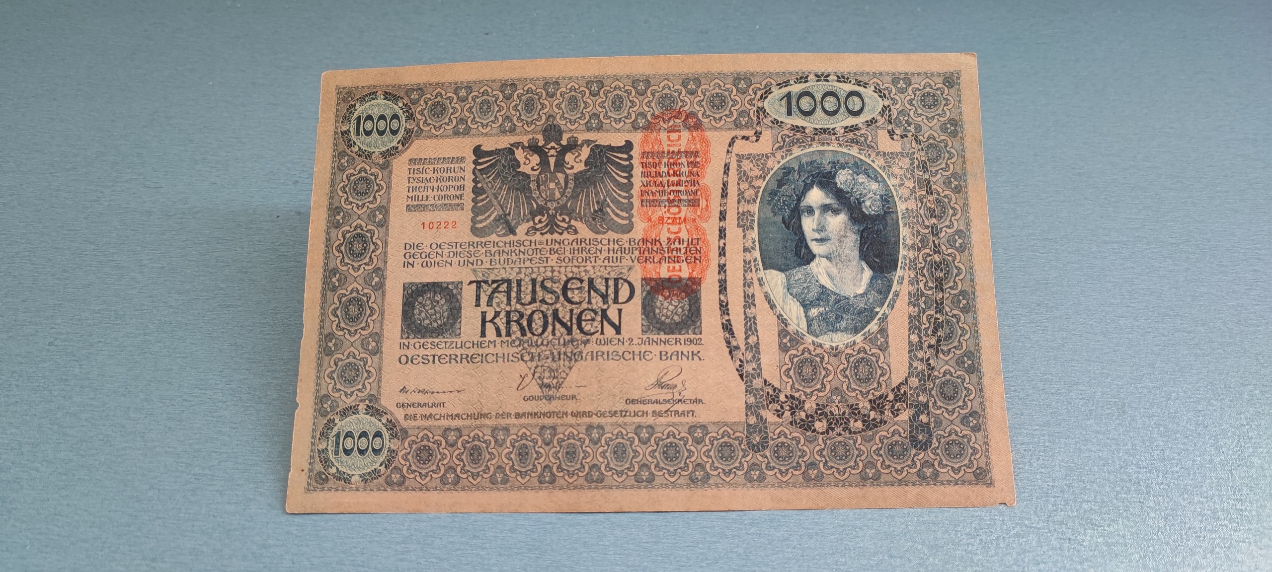 اسکناس هزار کرون اتریش-مجارستان 1902 میلادی