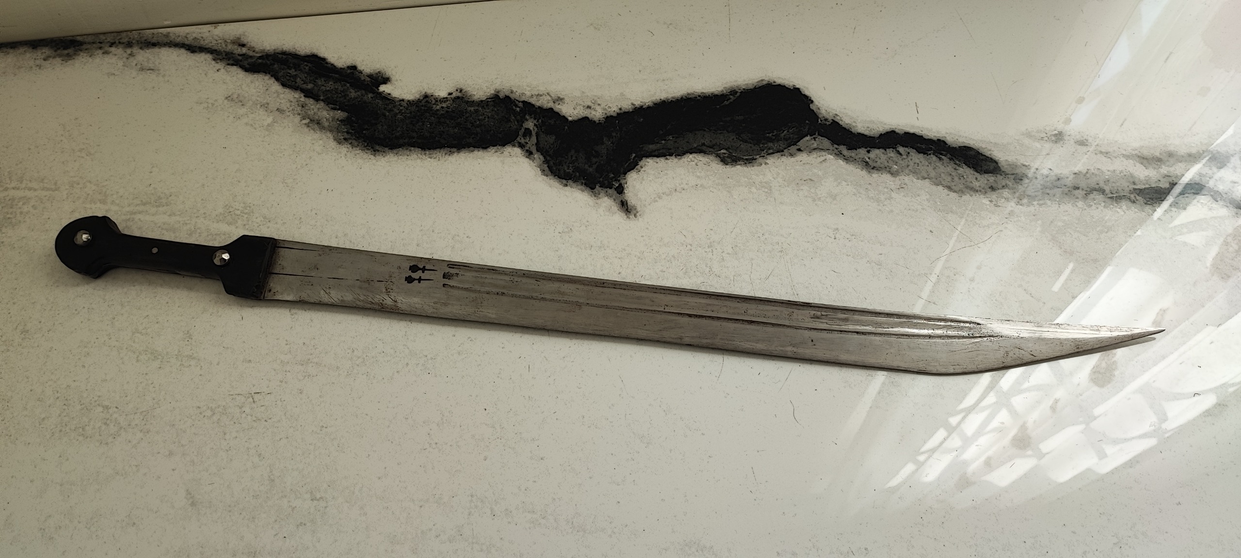 کارد تک لب بزرگ و نفیس جفت مهر قاجاری