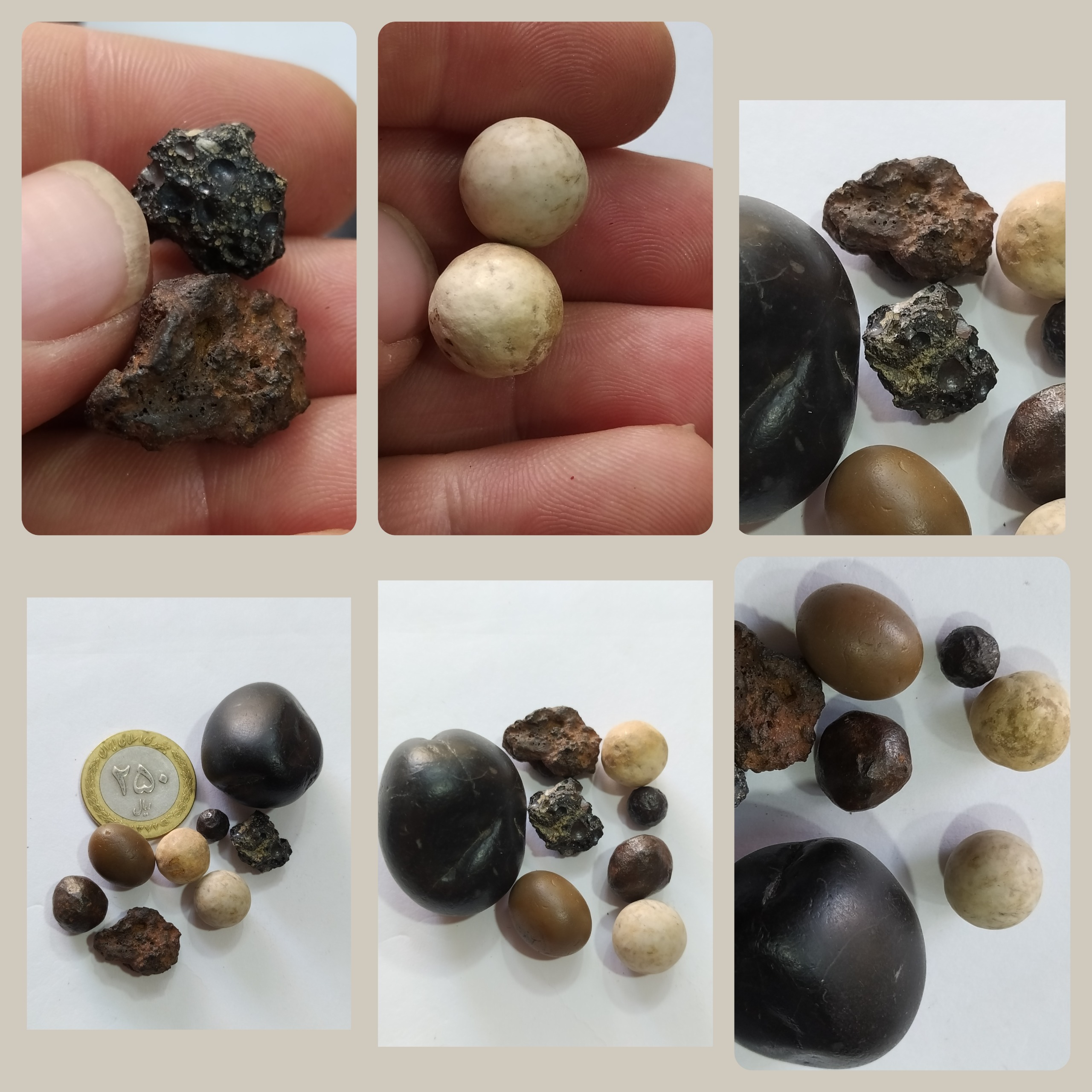 تعدادی سنگ معدنی راف کوچک (سکه برا مقایسه هست)