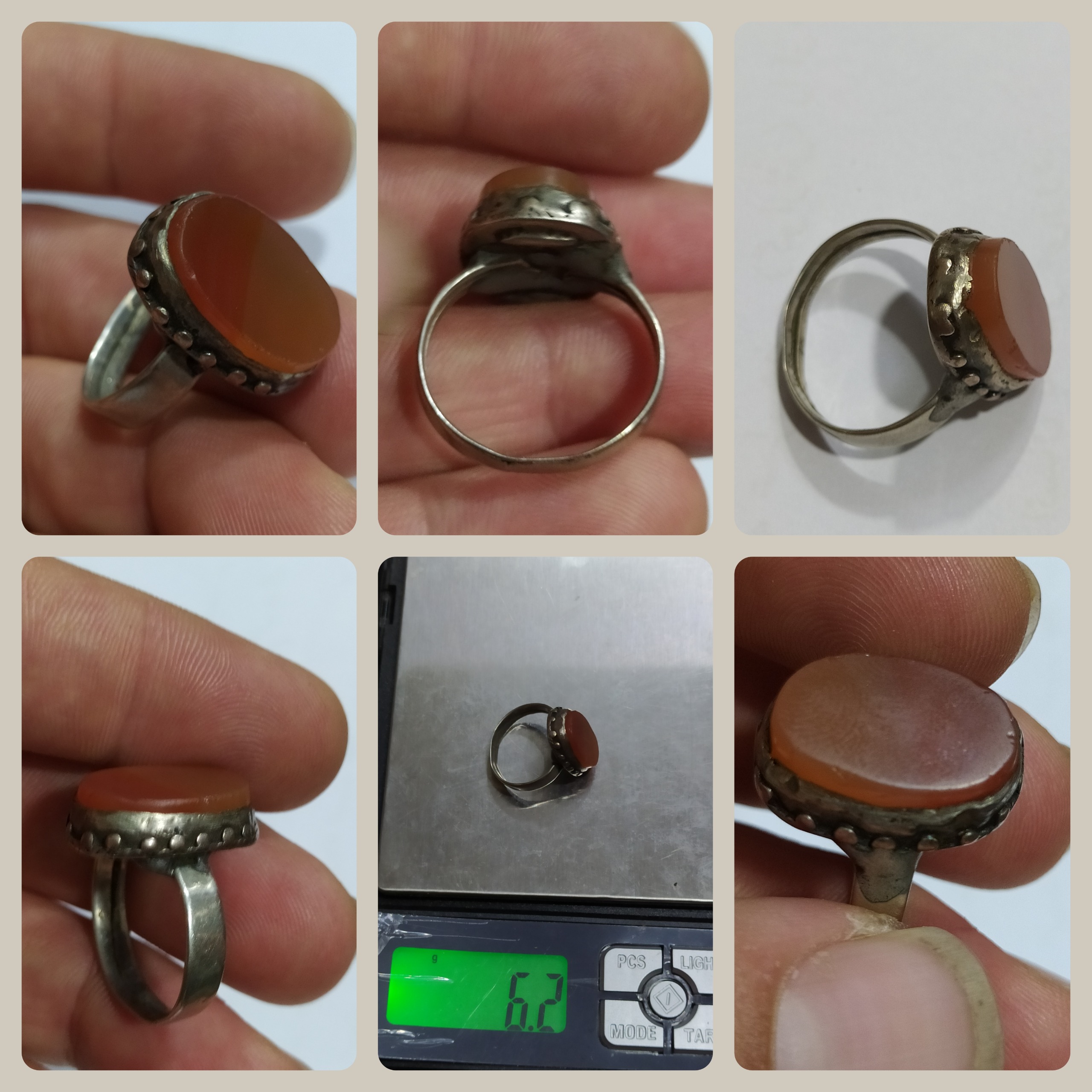 انگشتر قدیمی عقیق قاجاری تراش ثبتی