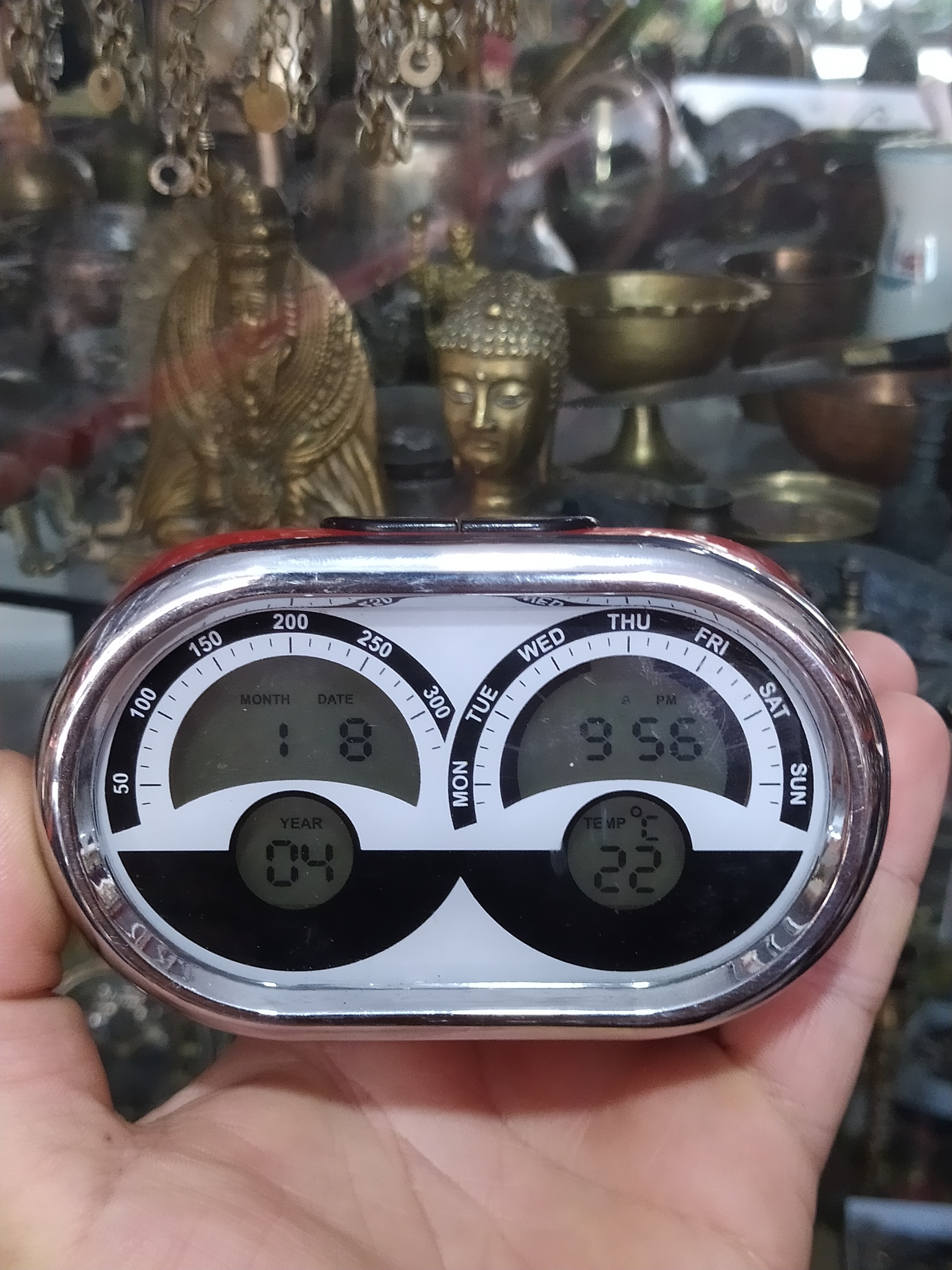 ساعت رومیزی قدیمی چند کاره دماسنج دار زنگ دار