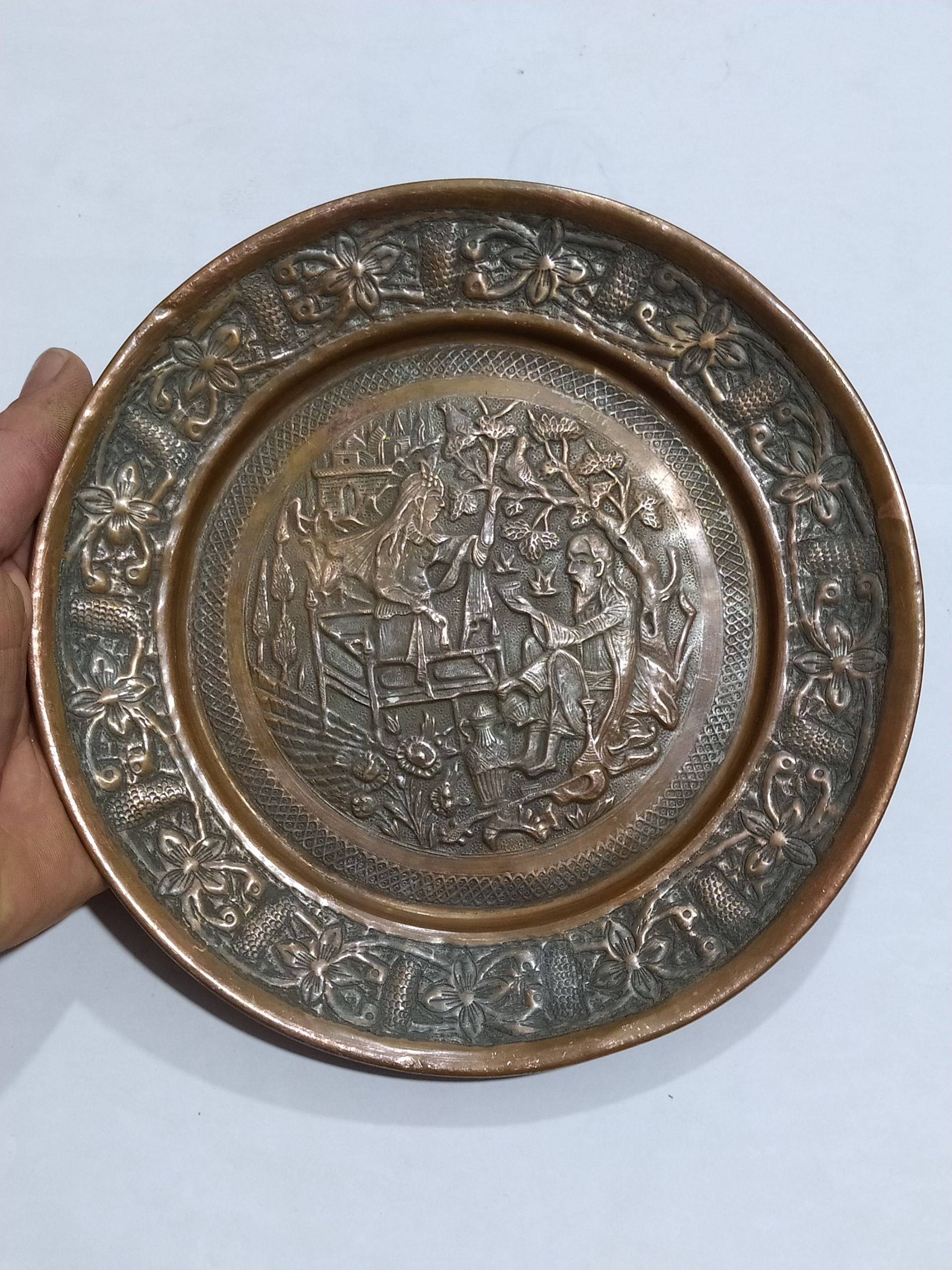 دیوارکوب مسی قدیمی تمام قلم آنتیک قدمت پهلوی