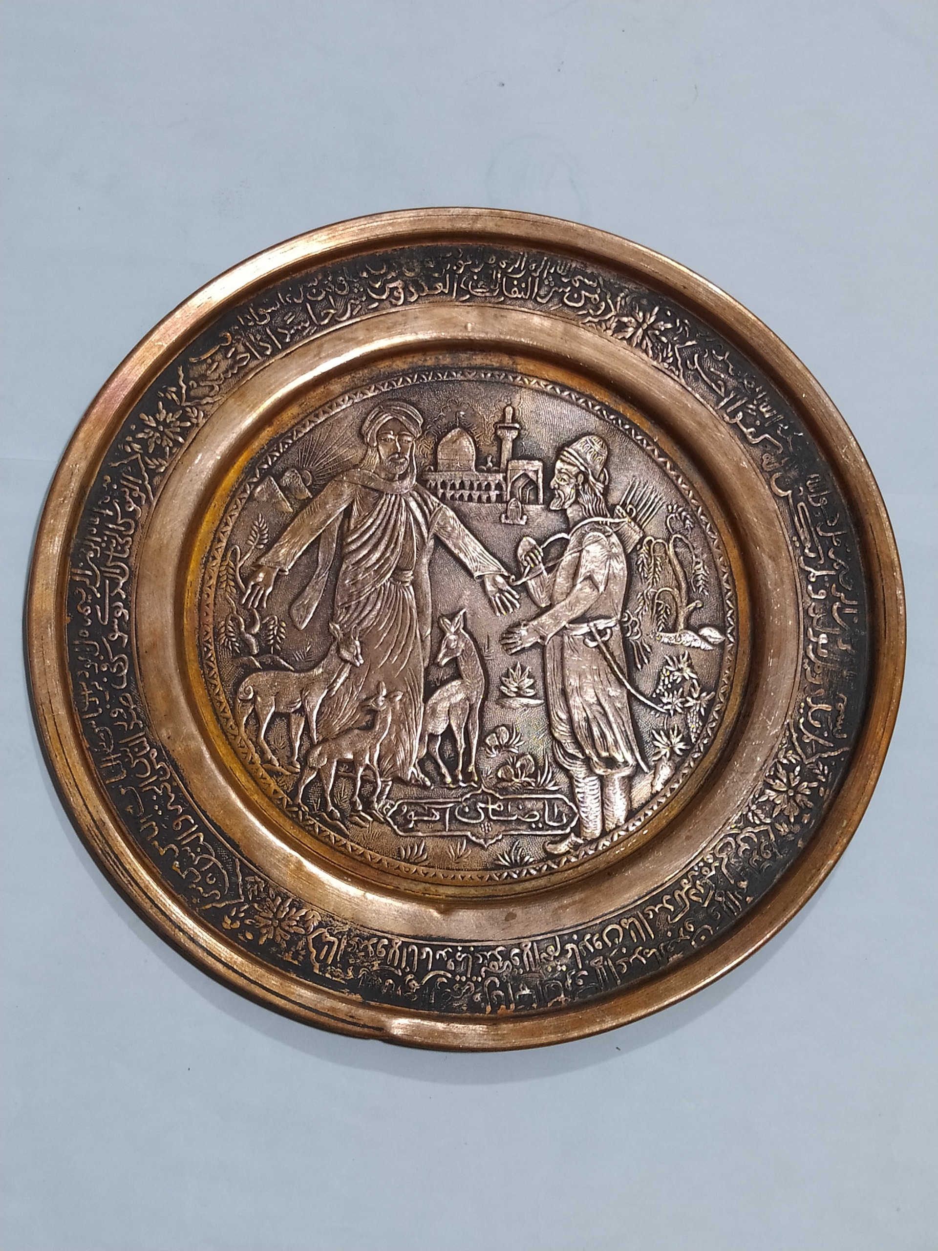 دیوارکوب قدیمی مسی قلمزنی قدمت پهلوی