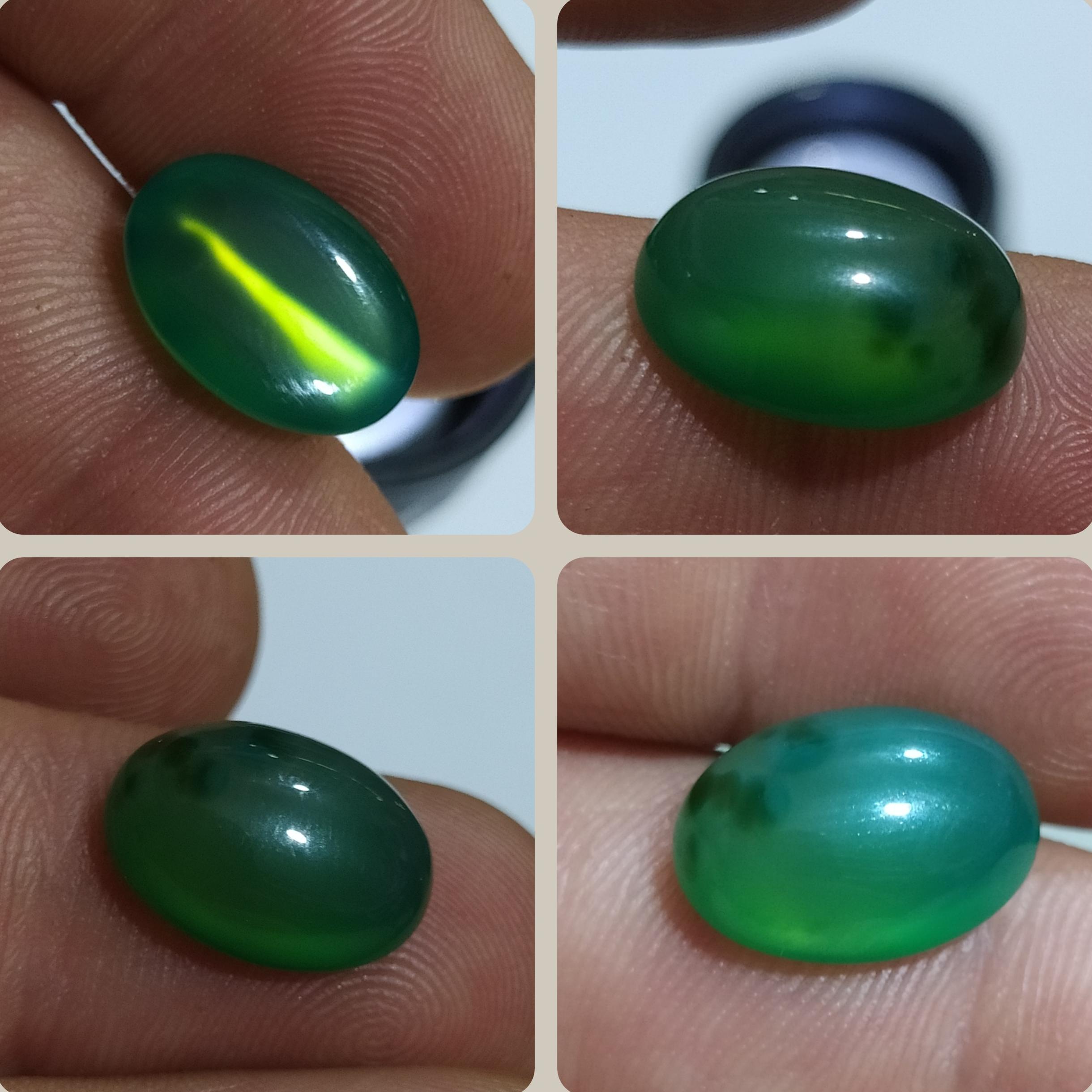 نگین عقیق معدنی سبز رنگ رگه دار یمنی