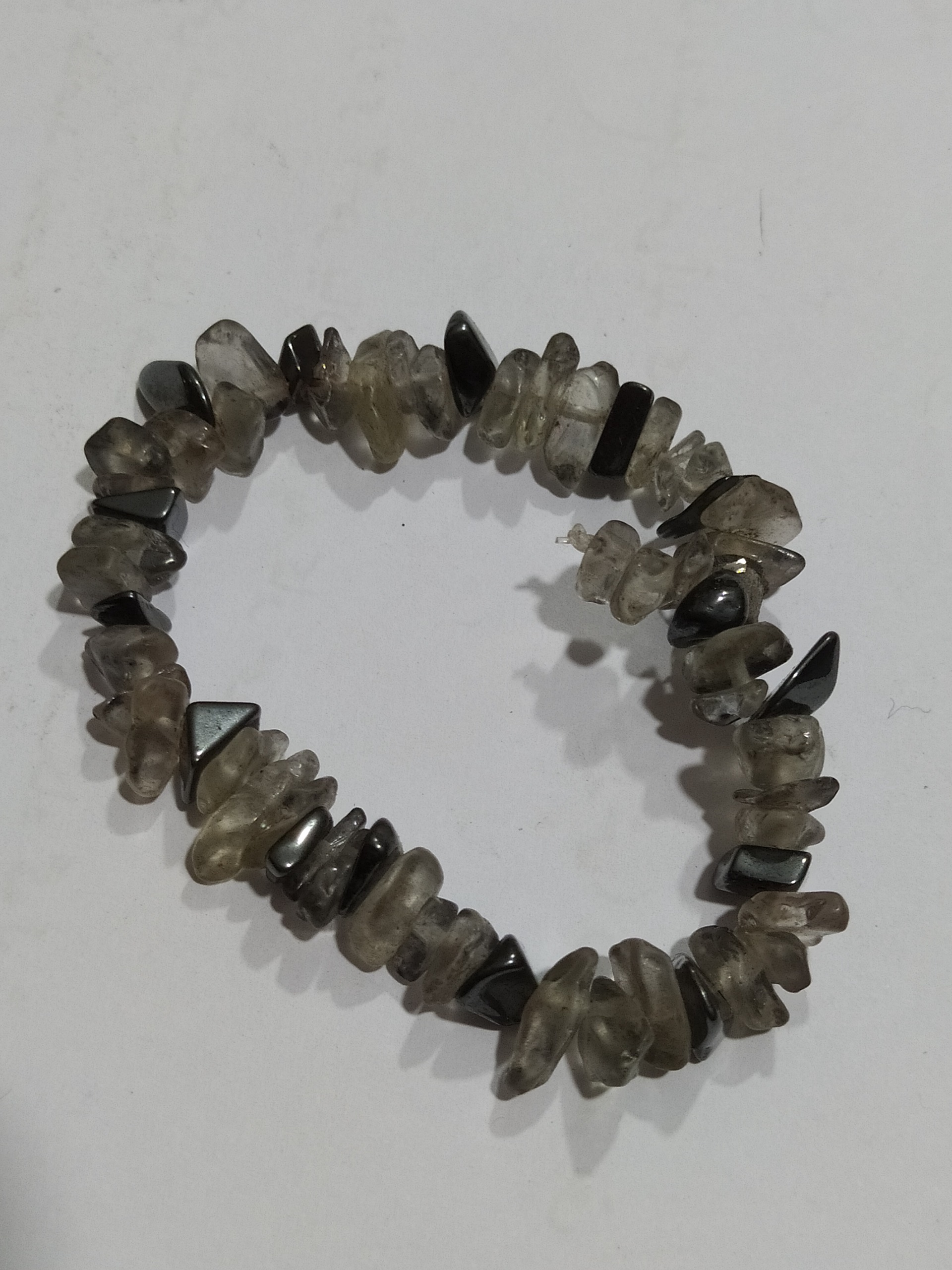 بند مهره های معدنی کوارتز دودی و حدید