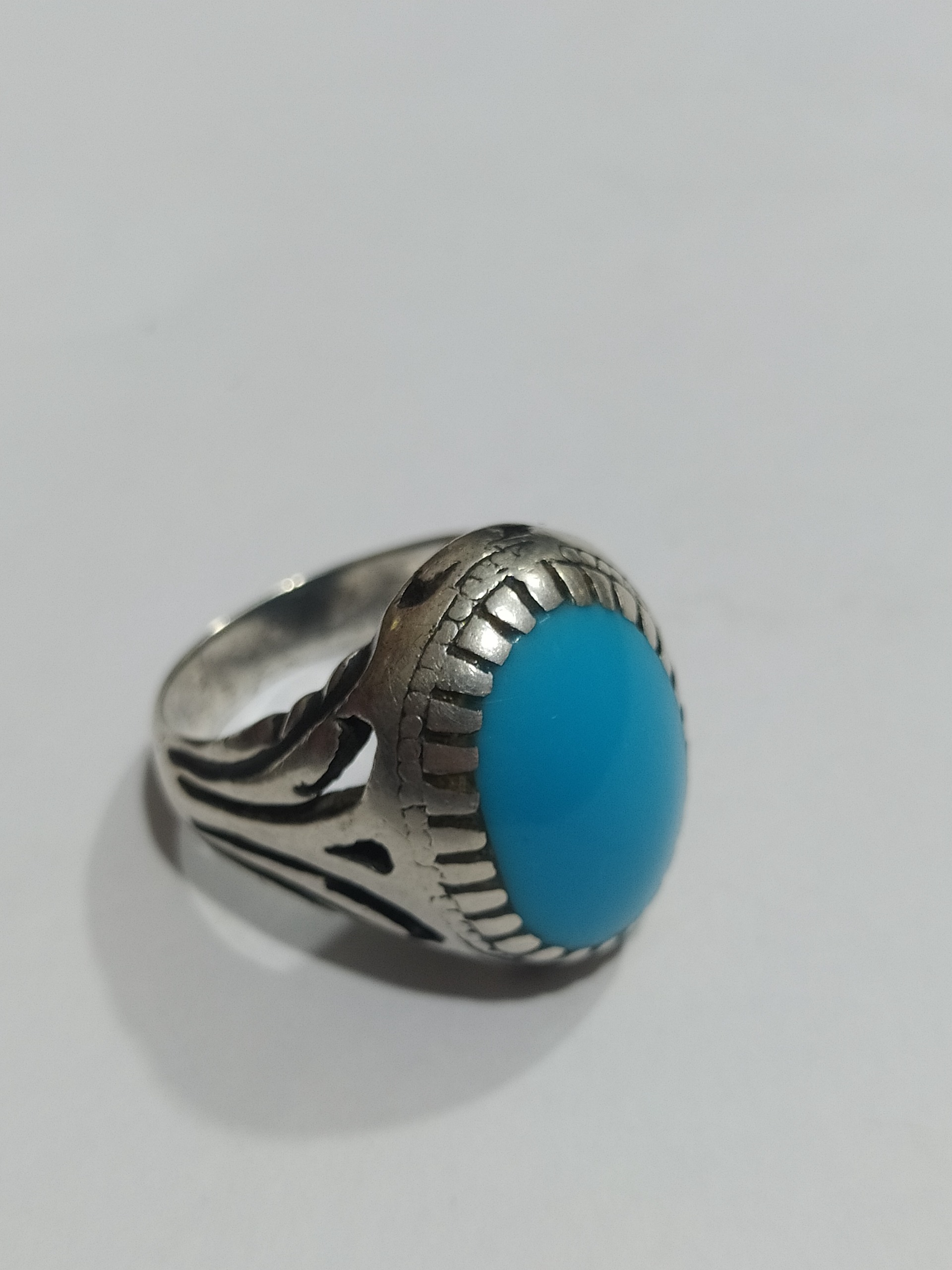 انگشتر نقره فیروزه اصل معدنی صاف زلال درشت قواره