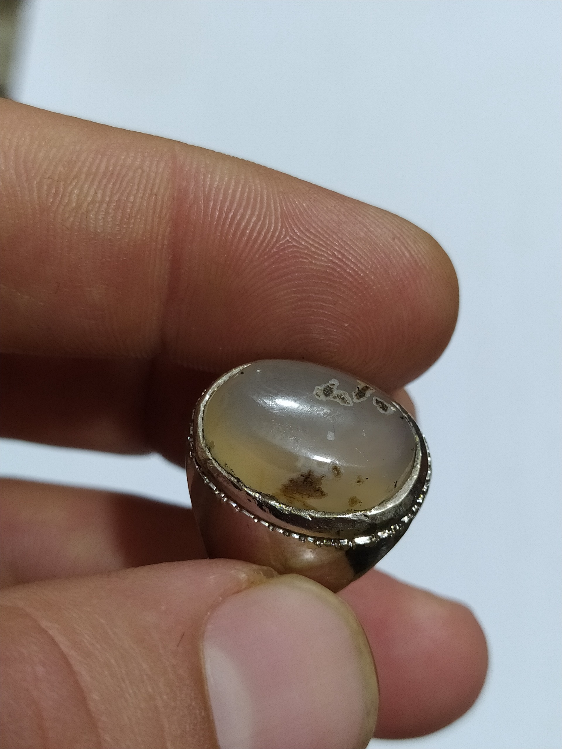 انگشتر قدیمی عقیق اصل و معدنی کهنه برنجی