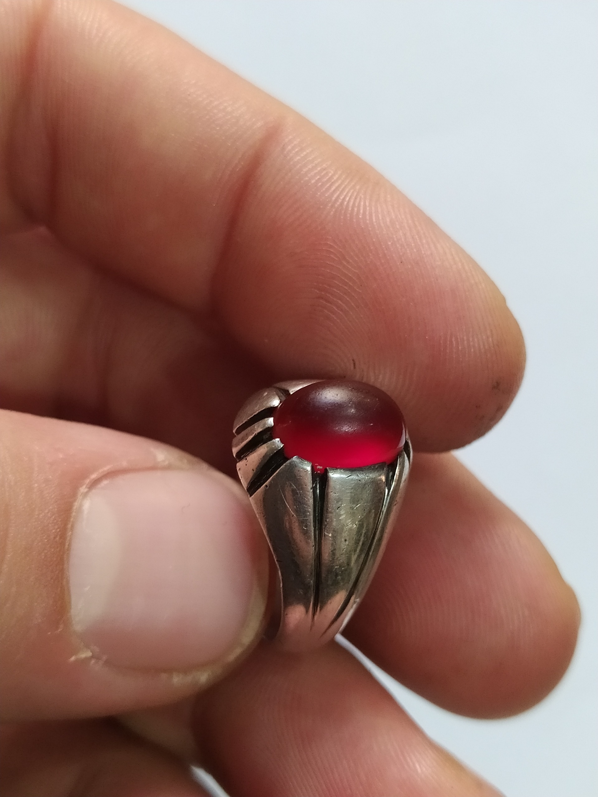 انگشتر نقره عقیق سرخ یمنی رکاب دستساز کهنه