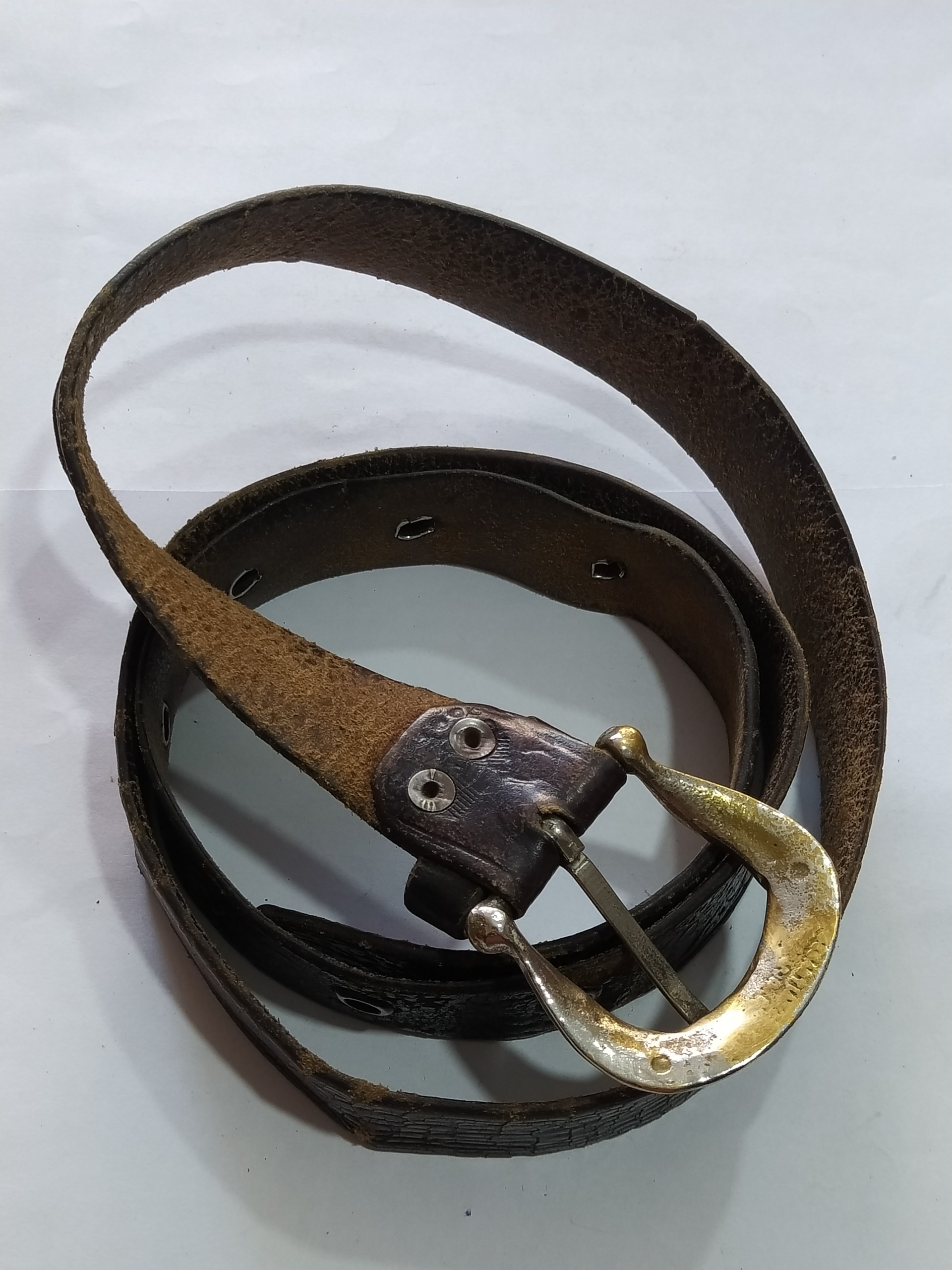 کمربند چرمی سگک برنجی قدیمی آمریکایی قدمت پهلوی