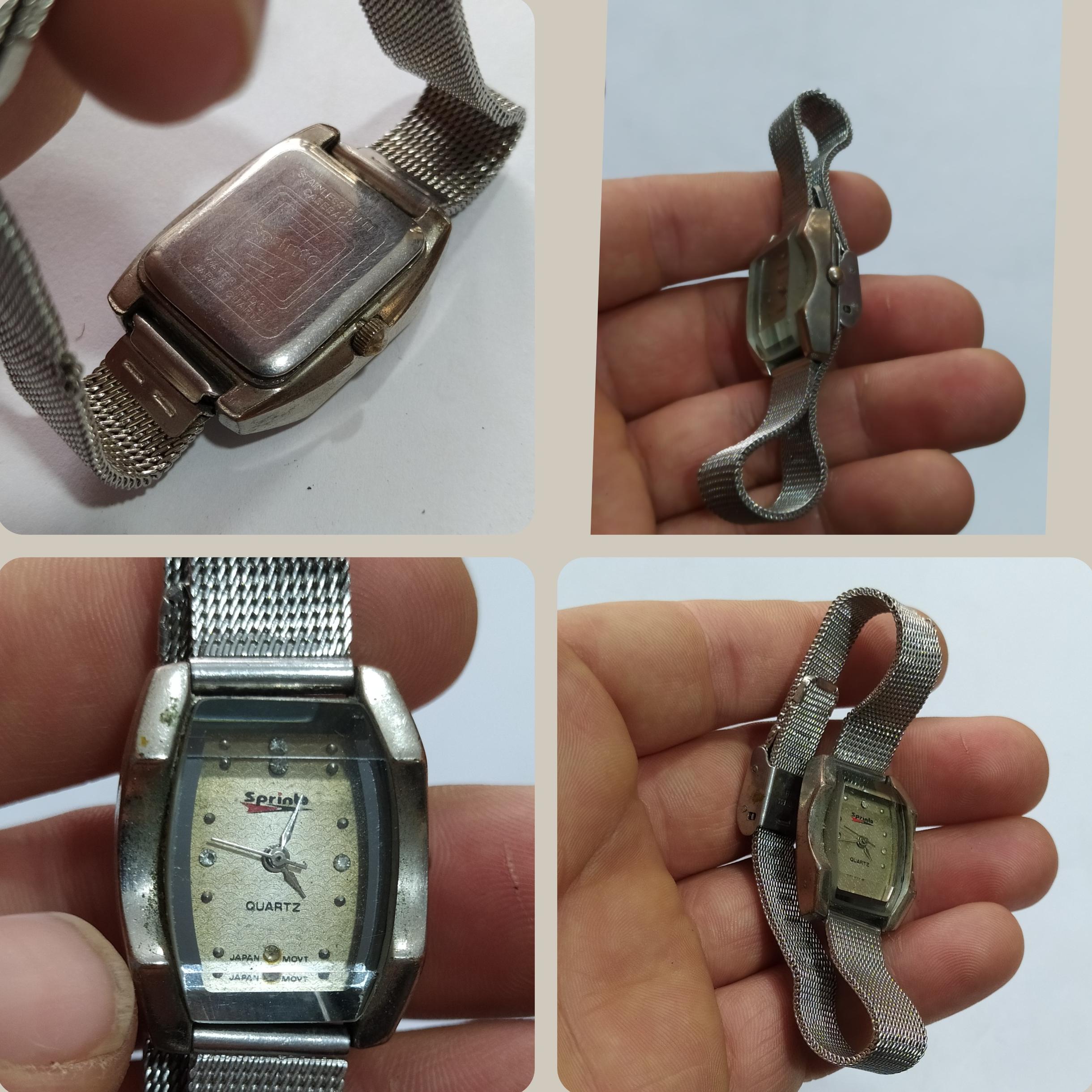 ساعت مچی قدیمی ژاپنی شیشه ذره بینی