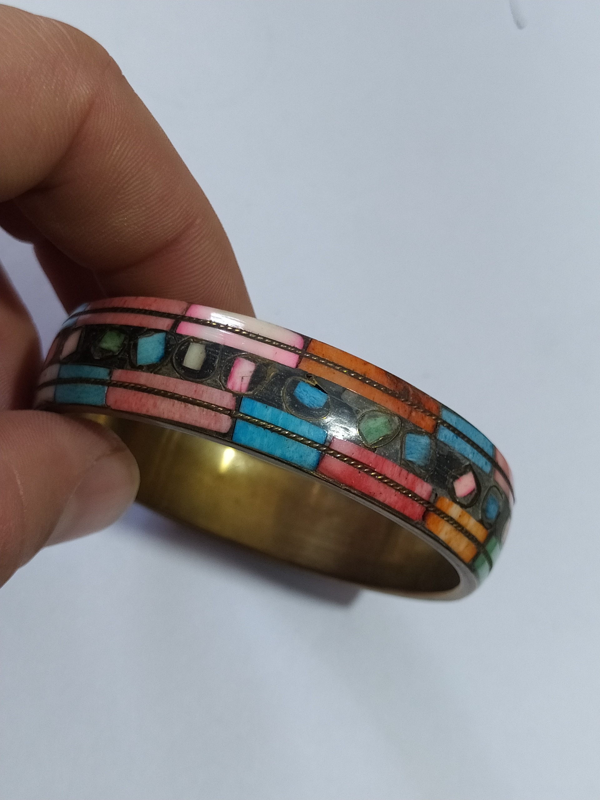 النگو یا دستبند بسیار زیبا صدف کاری طبیعی