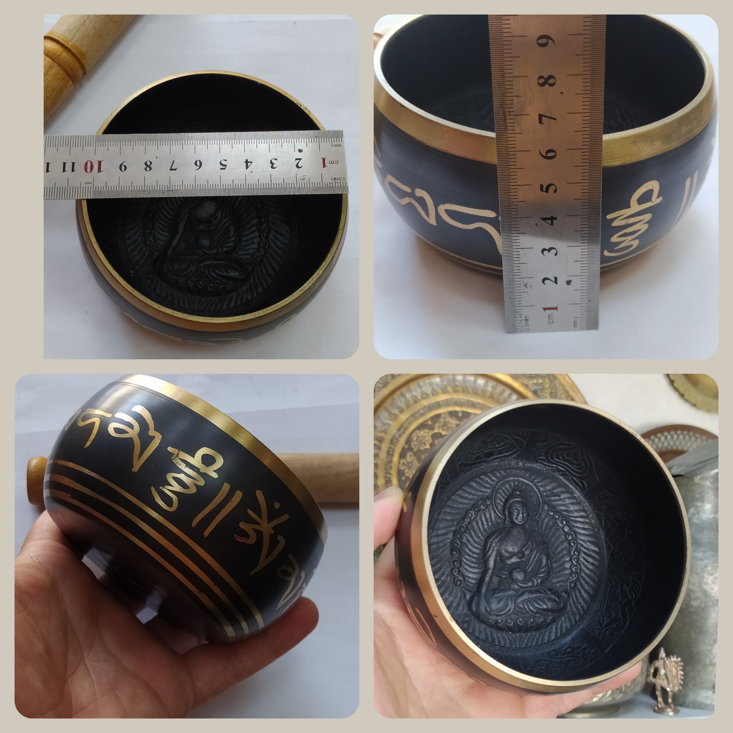 کاسه تبتی نقش برجسته با ارتعاش صدای عالی