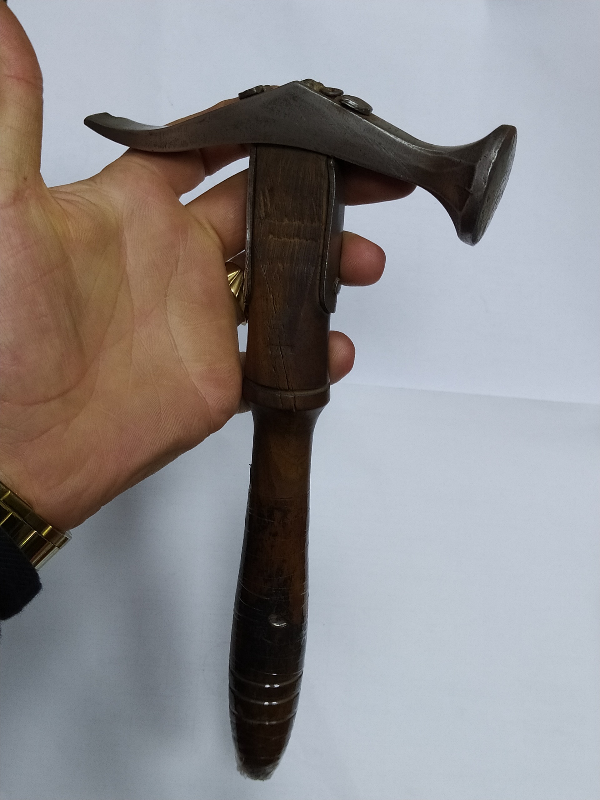 چکش کفاشی قدیمی فولادی تراش دسته فابریک خاص