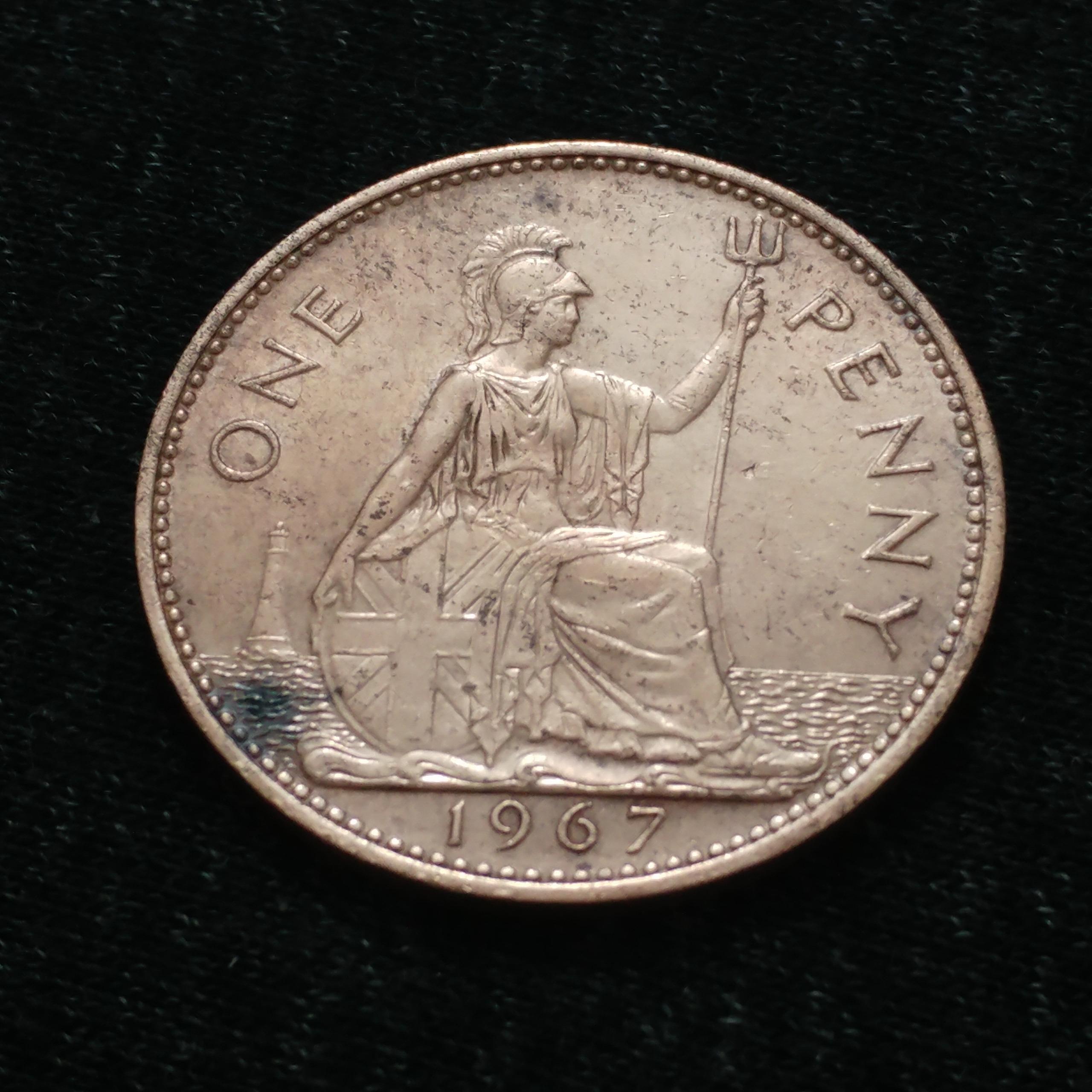 سکه بزرگ پنی ملکه 1967 مس