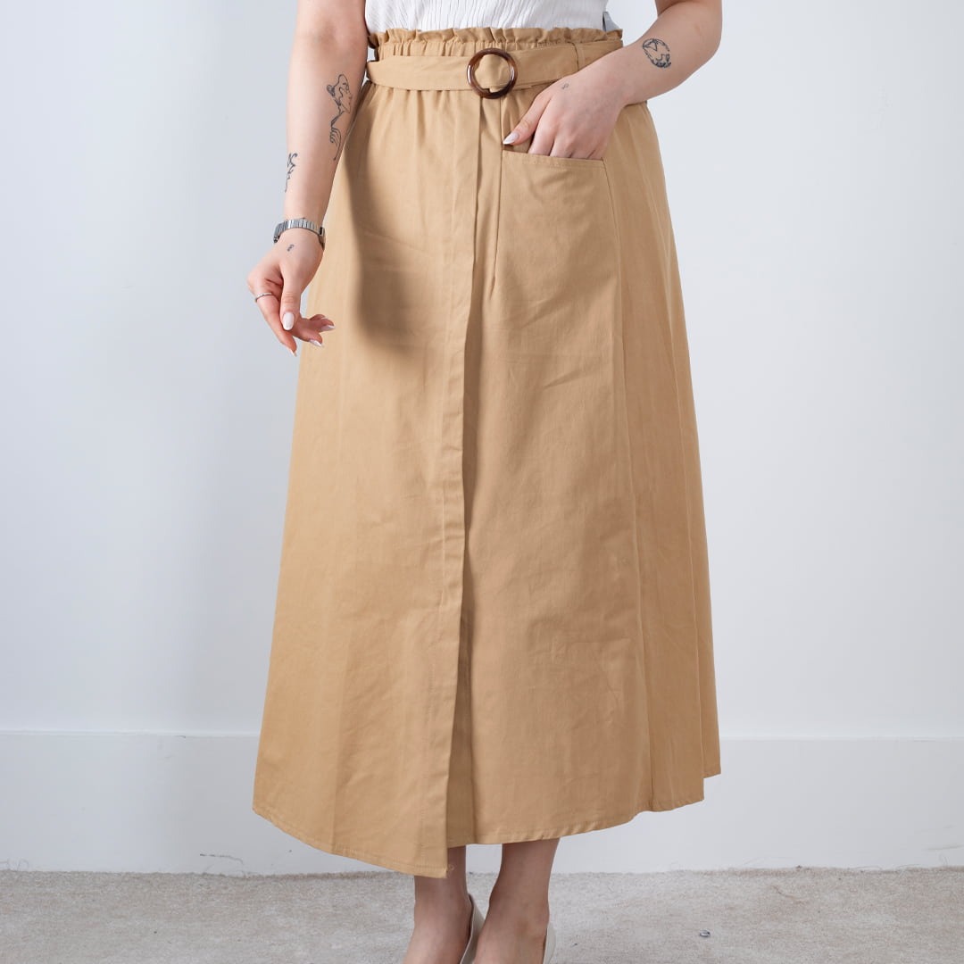 دامن نیم کلوش سبز مغزپسته ای