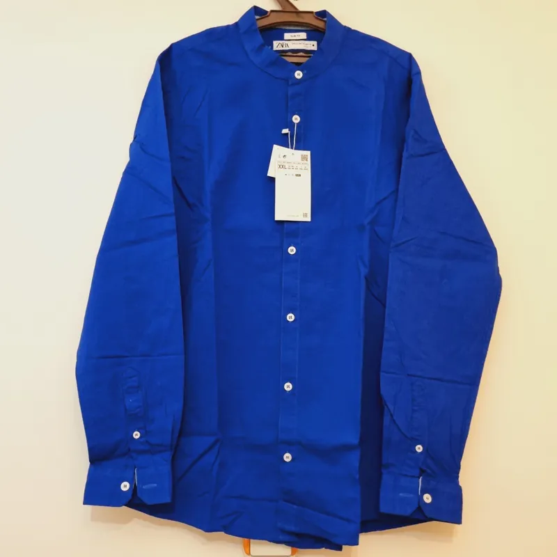 پیراهن مردانه Zara آبی کاربنی