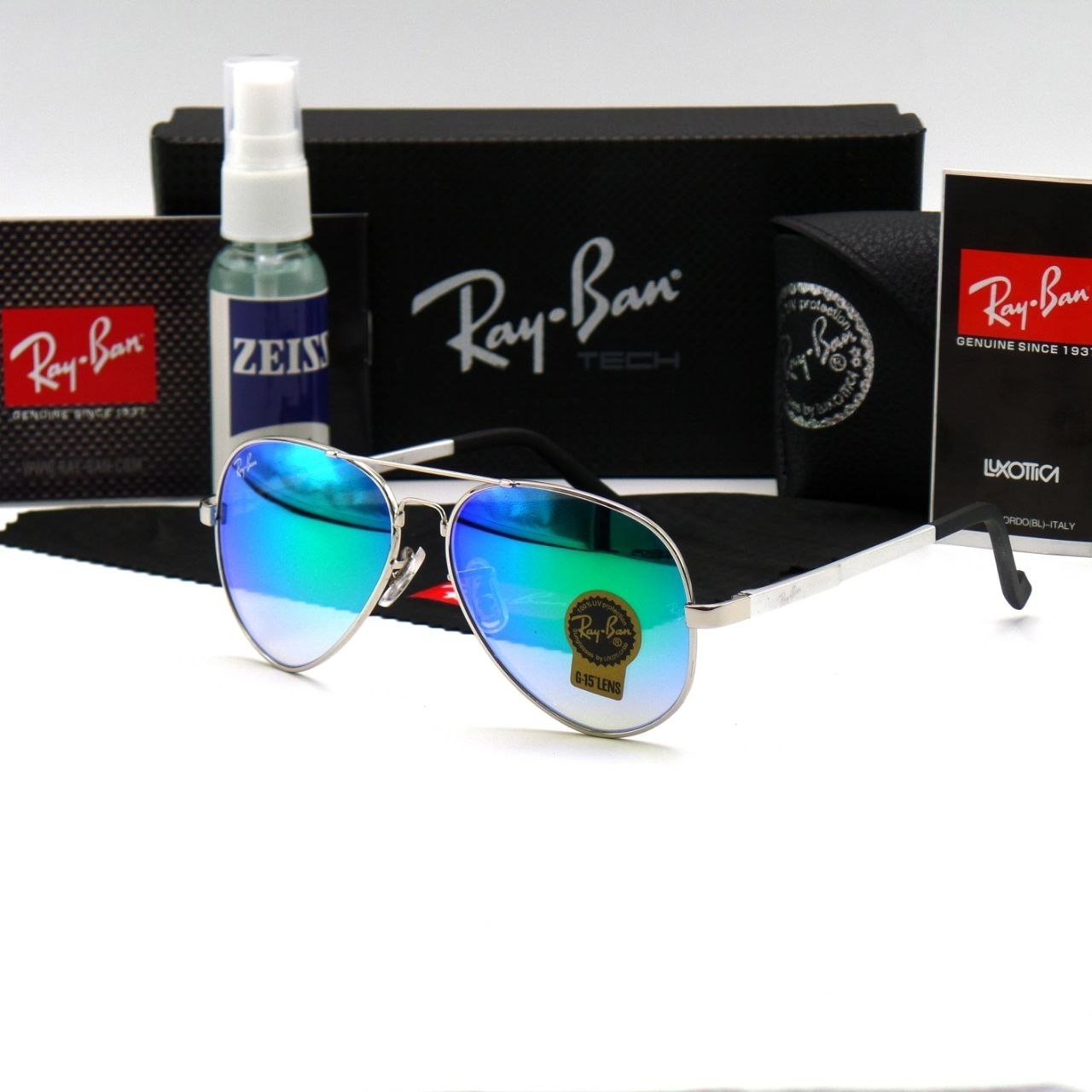 عینک آفتابی مردانه زنانه ریبن لنز شیشه فنری RayBan