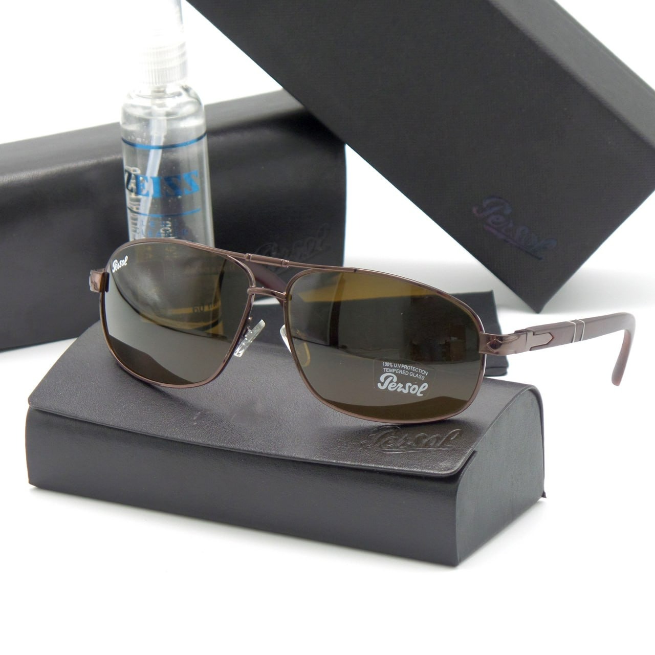 عینک آفتابی خلبانی Persol شیشه سنگ UV400 دسته فنری