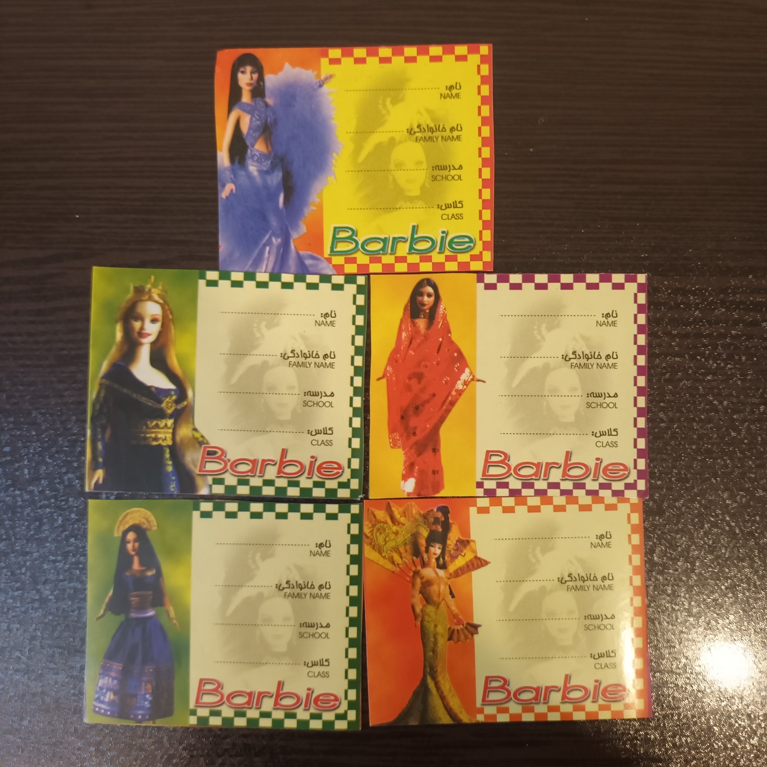 برچسب باربی اسم فامیل قدیمی نوستالژی کلکسیونی
