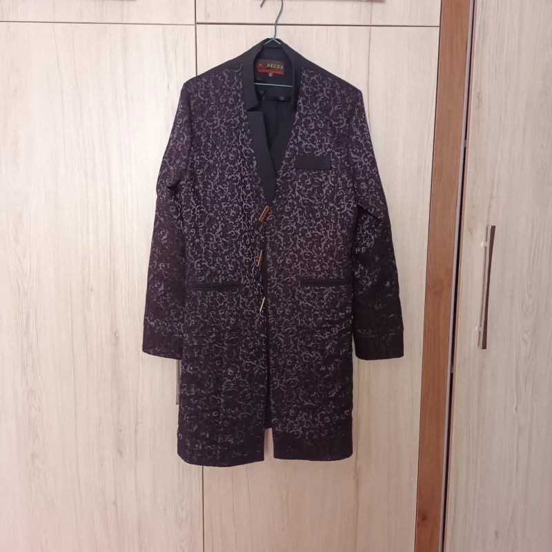 مانتو گیپور کرپ زنانه سرمه ای سایز 40 دست دوم