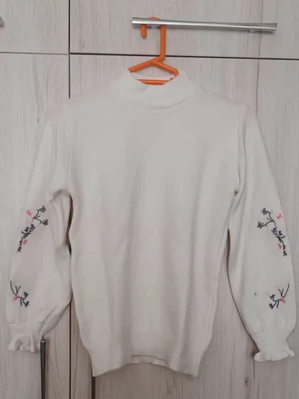 پلیور ژاکت سفید بلوز بافت زنانه دخترانه نو